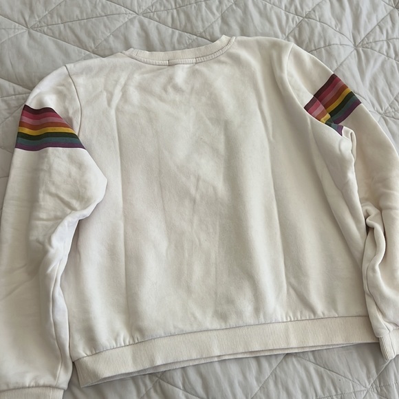 Marine Layer Anytime Sweatshirt Cream with Rainbow Stripes Size Small - Picture 13 of 16